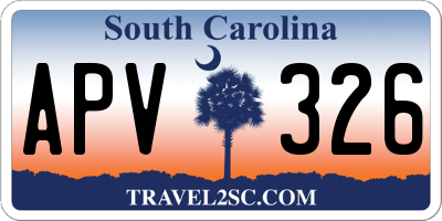 SC license plate APV326