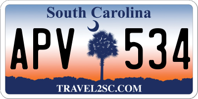 SC license plate APV534