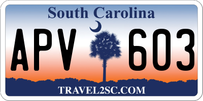 SC license plate APV603