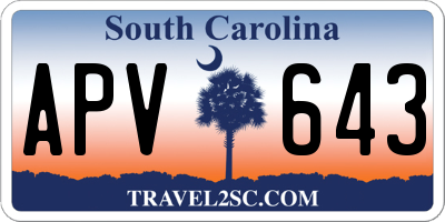 SC license plate APV643
