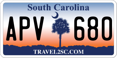 SC license plate APV680