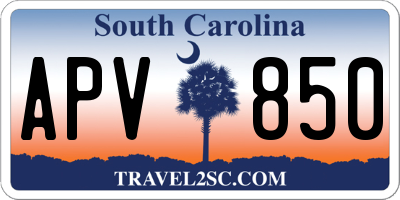 SC license plate APV850