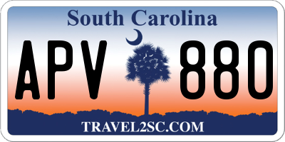 SC license plate APV880