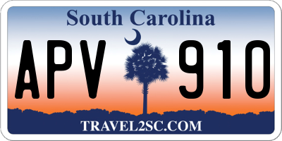 SC license plate APV910