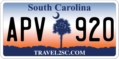 SC license plate APV920