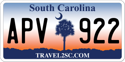 SC license plate APV922