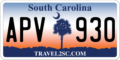 SC license plate APV930