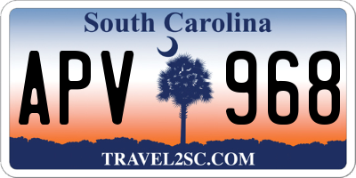 SC license plate APV968