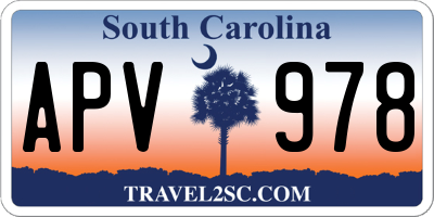 SC license plate APV978
