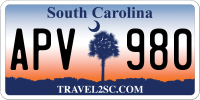 SC license plate APV980