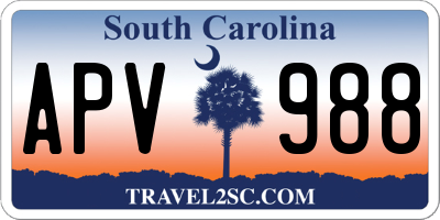 SC license plate APV988