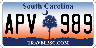 SC license plate APV989