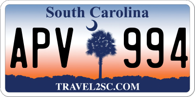 SC license plate APV994