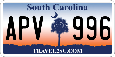 SC license plate APV996