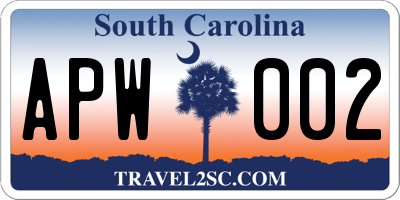 SC license plate APW002