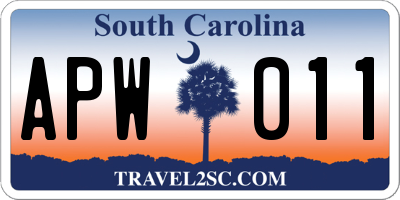SC license plate APW011