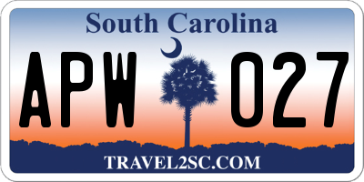 SC license plate APW027