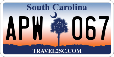 SC license plate APW067