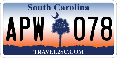 SC license plate APW078