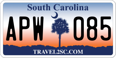 SC license plate APW085