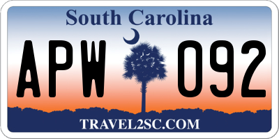 SC license plate APW092