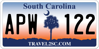 SC license plate APW122