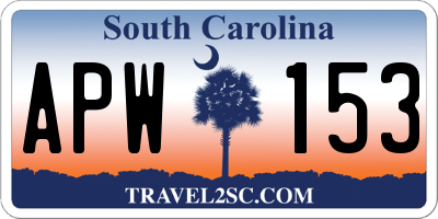 SC license plate APW153