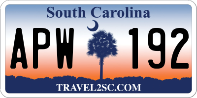 SC license plate APW192