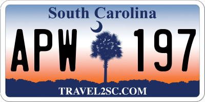 SC license plate APW197