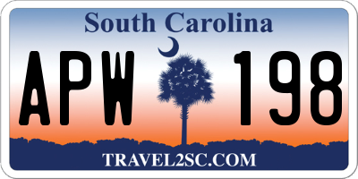 SC license plate APW198