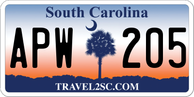 SC license plate APW205