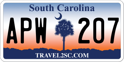 SC license plate APW207