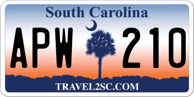 SC license plate APW210