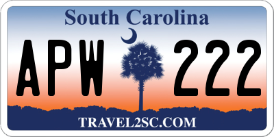 SC license plate APW222