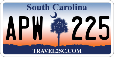 SC license plate APW225