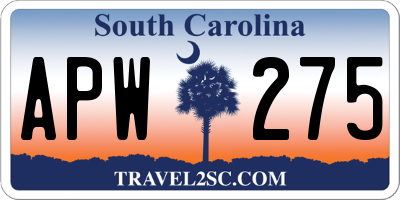 SC license plate APW275