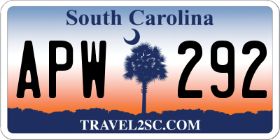 SC license plate APW292