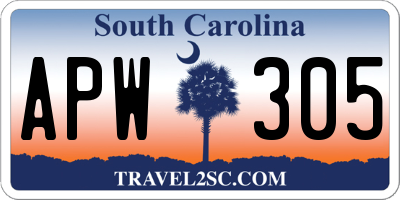 SC license plate APW305