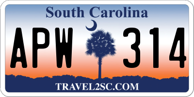 SC license plate APW314