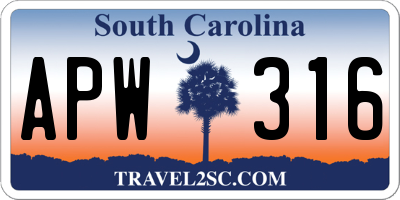 SC license plate APW316