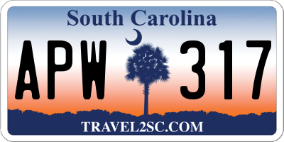 SC license plate APW317