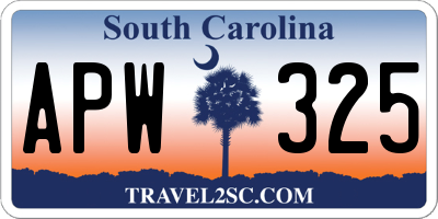 SC license plate APW325