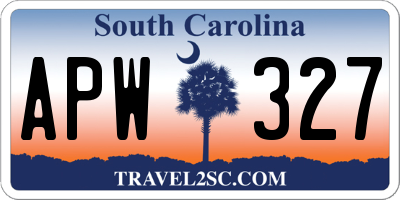 SC license plate APW327