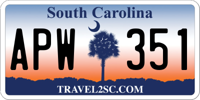 SC license plate APW351