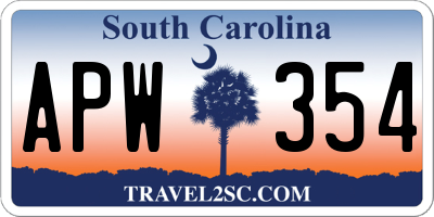 SC license plate APW354