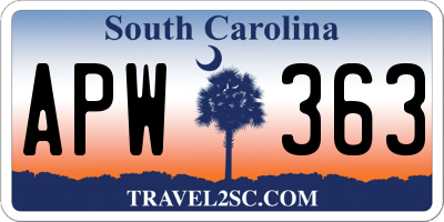 SC license plate APW363