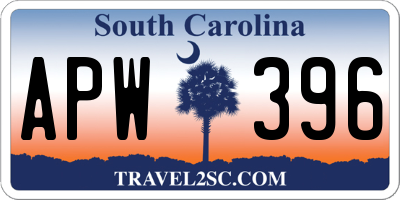 SC license plate APW396