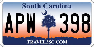 SC license plate APW398