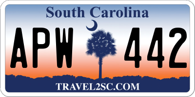 SC license plate APW442