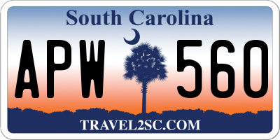 SC license plate APW560